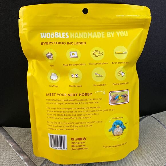 The Woobles Crochet Kit Pierre The Penguin NIB Beginners STEAM Fine Motor Craft - Picture 2 of 3